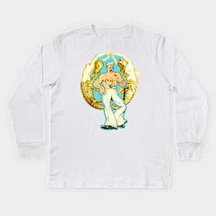 Sailor tormented by seductive deep ocean mermaids Kids Long Sleeve T-Shirt